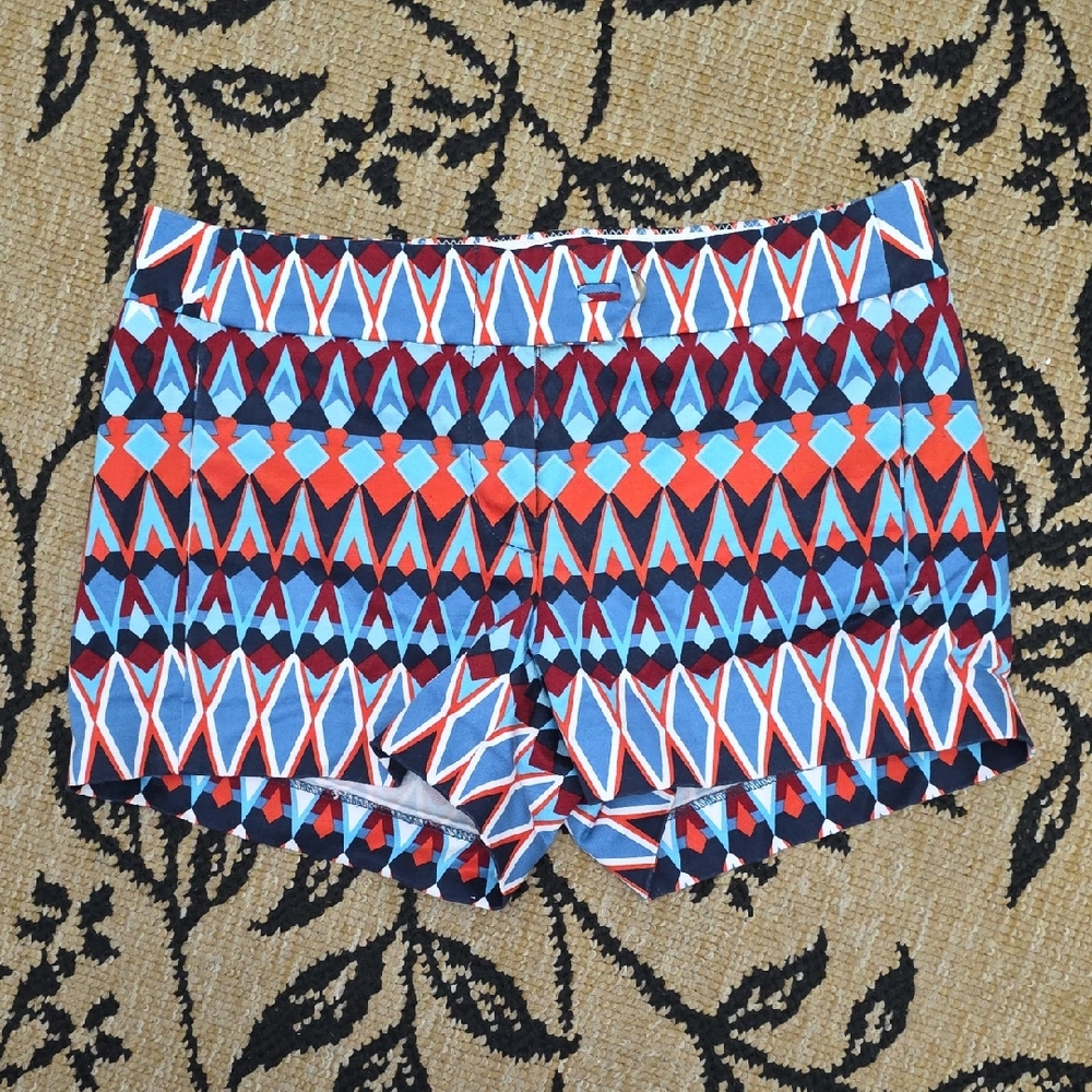 J. Crew High Waist Shorts with Vibrant Geometric Design